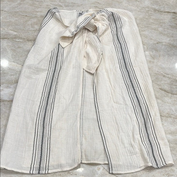 NEW H&M Cotton Wrapover Sarong | Cream‎ & Black Striped | M/L - Picture 6 of 13